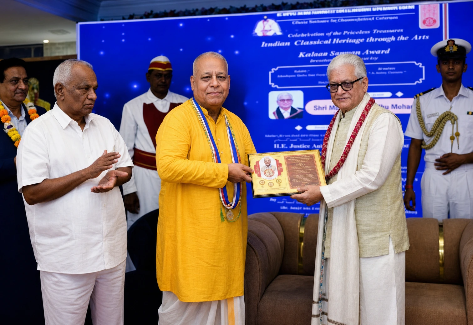 Bhaktivedanta Ayurvedic Healing & Research Centre leadership during a formal programme presentation
